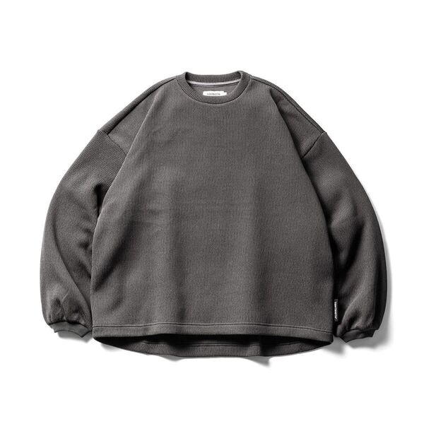 TIGHTBOOTH - WAFFLE CREW KNITチャコールグレー 長袖Tシャツ TEE Lサイズ タイトブース charcoal ワッフル ロンT ロングスリーブ Tシャツ