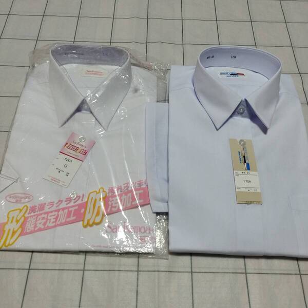 新品2枚★175A女子 半袖スクールシャツ 丸広百貨店とSanRemoa 上質ワイシャツ