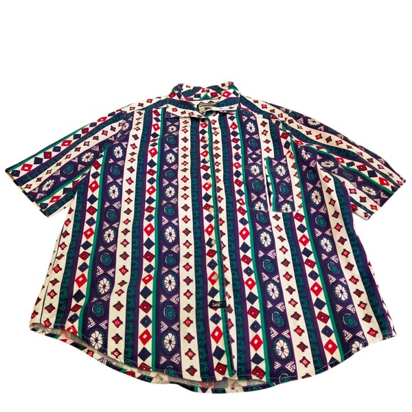 古着 Lee 半袖シャツ 柄シャツ マルチカラー ヴィンテージ 90s