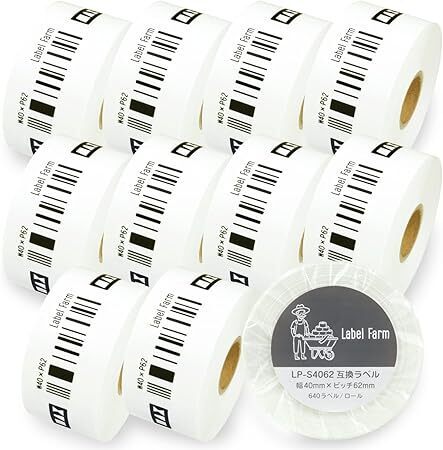 【ラベルファーム】LP-S4062 マックス 互換食品表示ラベル (10ロール) 40mm x 62mm 楽ラベ LPシリーズ等に 0426