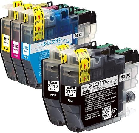LC3117-4PK + LC3111-PGBK 全色顔料 合計5本セット ブラザー インク lc3117 ブラザー (Brother) 用 mfc-j6983cdw 3117 インク 0428