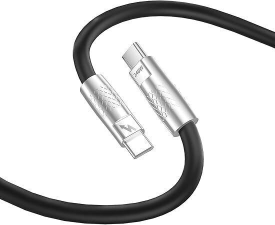 Thunderbolt 4 ケーブル シリコン ブラック 1m 240W急速充電 8K対応 40 Gbps データ転送 Type-C &Type-C ケーブル USB-C & USB-C(1m) 0426
