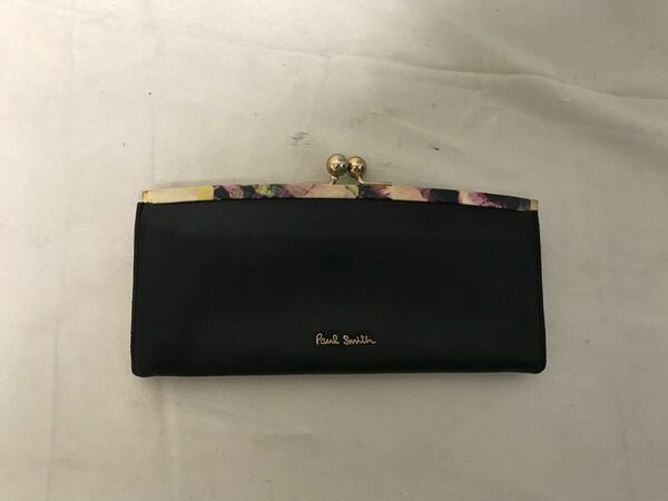 本物ポールスミスPaulSmith本革レザーがま口長財布サイフメンズレディース旅行トラベル黒ブラック