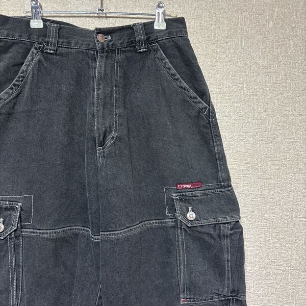 【ビッグシルエット】 HIPHOP B-BOY HOBO DNM ブラックデニム ハーフパンツ カーゴパンツ W76 6253-17 メンズSサイズ相当 ホーボー