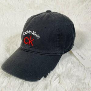 未使用 CALVIN KLEIN カルバンクライン キャップ 刺繍ロゴ ブラック40MH402 010