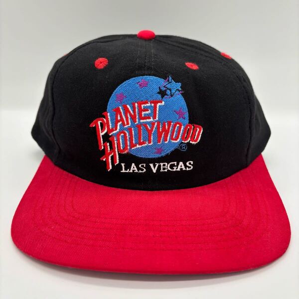 90s ヴィンテージ PLANET HOLLYWOOD LAS VEGAS プラネットハリウッドラスベガス 刺繍ロゴ 2トーンカラーキャップ スナップバック