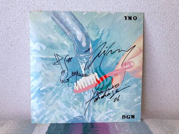 ★海外版 A&M SP-4853 US盤 レア 稀少 直筆サイン入り YMO BGM アナログ レコード LP 坂本龍一 細野晴臣 高橋幸宏 イエローマジック 輸入★