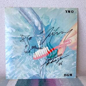 ★海外版 A&M SP-4853 US盤 レア 稀少 直筆サイン入り YMO BGM アナログ レコード LP 坂本龍一 細野晴臣 高橋幸宏 イエローマジック 輸入★