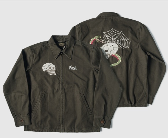 スーベニアジャケット ベトナム べトジャン アメリカ 米軍 ビンテージ ミリタリー ジャケット L スカル 蛇 刺繍 アメカジ