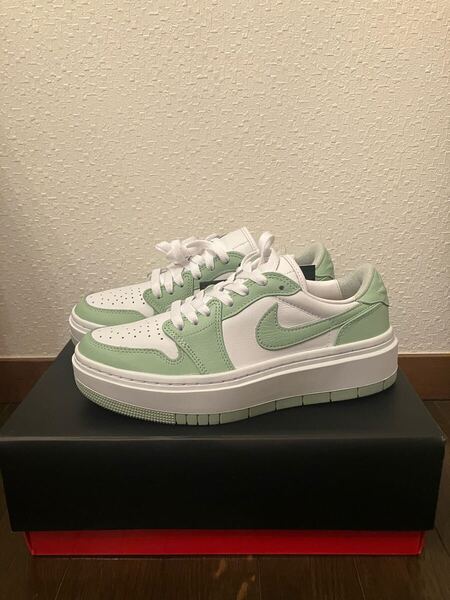 NIKE ナイキ エアジョーダン1 エレベート ウィメンズ24.5cm ホワイト ミントグリーン シーフォーム 厚底 AIR JORDAN LOW