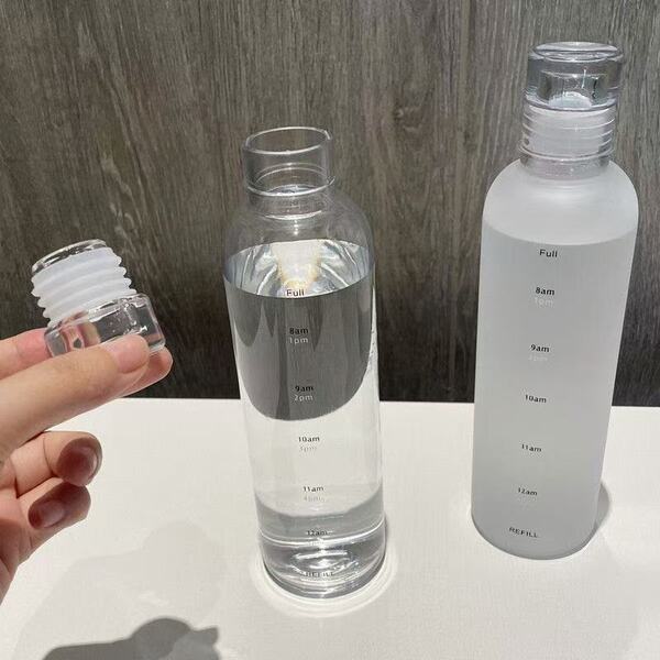 500ML シンプルなデザイン水筒 2個セット 直飲み 水分補給 漏れ防止 軽量 透明 耐冷耐熱 ウォーターボトル ヨガ ジム サイクリング