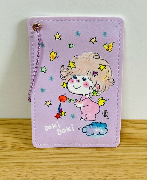 即決☆新品☆水森亜土☆薄紫色の定期入れ☆ボールチェーン付☆カードケース☆雑貨☆コレクション☆ファンシー