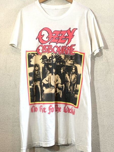 OZZY OSBOURNE×ANTHRAX!80'sVINTAGE!ミュージックTシャツ!バンド!USA製!オジーオズボーン!アンスラックス ビンテージ 白 レア 希少