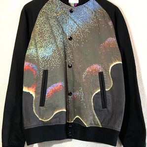 FACETASM◎スタジャン◎アートプリント◎マルチカラー◎オーロラ◎コットン生地◎ファセッタズム◎日本製◎定価7万円◎ブラック◎黒◎美品