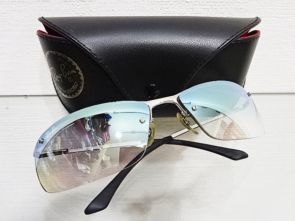 廃盤 人気 良品 RAYBAN RB3183 TOP BAR 003/Z1 青 ブルーグラディエントミラー グラデーション レイバン サングラス B'z 稲葉/3186 3179