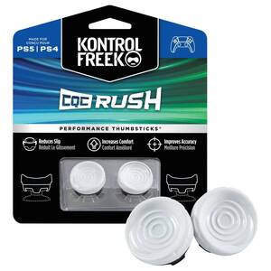 KontrolFreek CQC Rush for PlayStation 4 (PS4) and PlayStation 5 (PS5) | Performance Thumbsticks | 2 Mid-Rise Concave | White