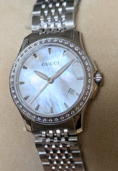 新品未使用 グッチ GUCCI ダイヤ マザーオブパール Gタイムレス 腕時計 レディース ウオッチ YA126506 ホワイト シェル 27ミリ