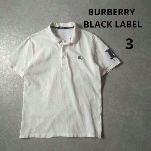 BURBERRY BLACK LABEL ポロシャツ 刺繍ロゴ ホワイト 3