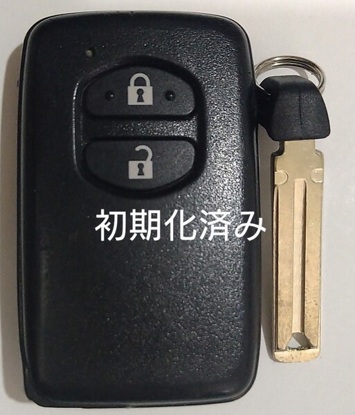 初期化済トヨタ純正 スマートキー 2ボタンプリウスアクアヴィッツウィッシュ基盤番号271451-5300ノーカットキー付き新品電池サービス33