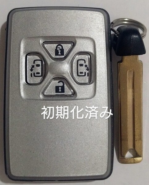 初期化済トヨタ純正スマートキー4ボタンエスティマヴェルファイア ヴォクシーアルファード基盤271451-0500ノーカットキー・新品電池付き①