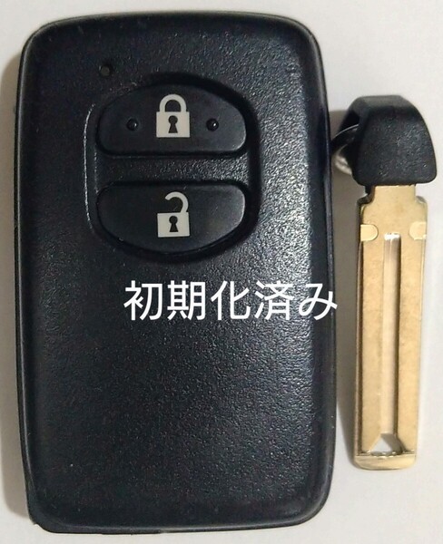 初期化済トヨタ純正 スマートキー 2ボタンプリウスアクアヴィッツウィッシュ基盤番号271451-5300ノーカットキー付き新品電池サービス36