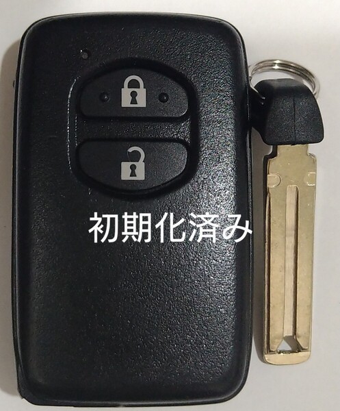 初期化済トヨタ純正 スマートキー 2ボタンプリウスアクアヴィッツウィッシュ基盤番号271451-5300ノーカットキー付き新品電池サービス40