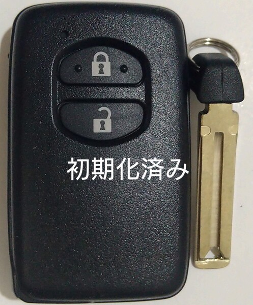 初期化済トヨタ純正 スマートキー 2ボタンプリウスアクアヴィッツウィッシュ基盤番号271451-5300ノーカットキー付き新品電池サービス37