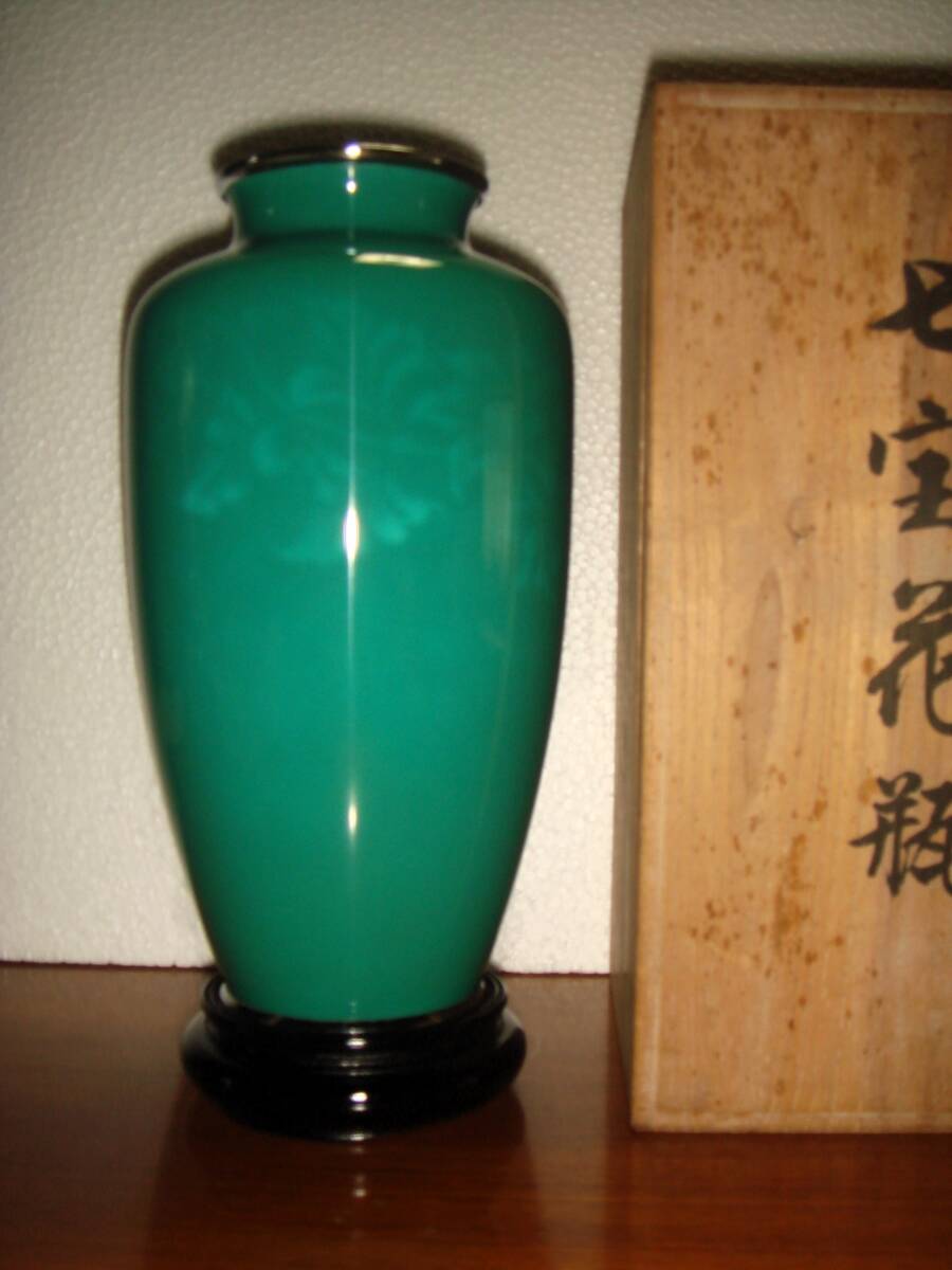 古玩　翡翠色七宝花瓶　26cm16cm Yahoo!オークション -「七宝花瓶 ヒスイ」の落札相場・落札価格