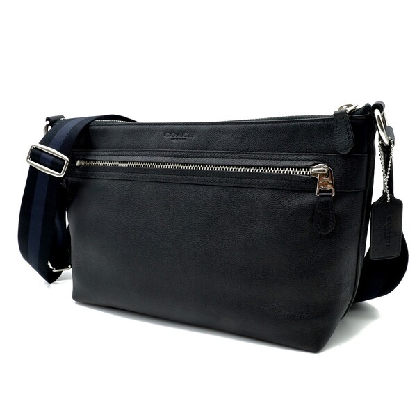 送料無料 超美品 COACH コーチ メンズ ショルダーバッグ チャールズ フライトバッグ レザー クロスボディー F54796 ブラック
