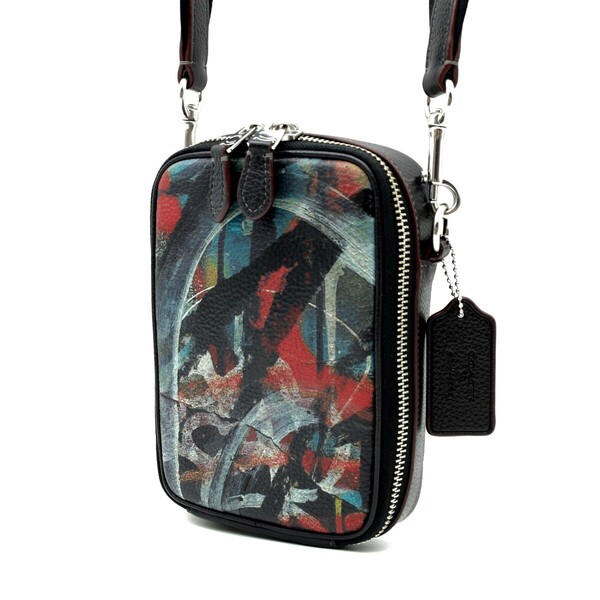 送料無料 超美品 COACH コーチ メンズ ショルダーバッグ スタントン レザー クロスボディー COACH x Mint+Serfコラボ CL957 ブラックマルチ