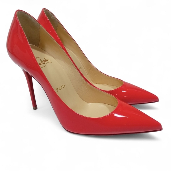 即決★未使用 christian louboutin クリスチャンルブタン DECOLLETE 554 100 fraise 37 パテント イタリア製【送料無料】