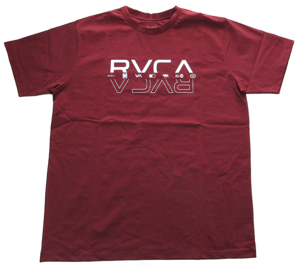 RVCA ラッシュガード 半袖Tシャツ Mサイズ レッド エンジ トップス 水着 水陸両用 DOUBLE RVCA SPLIT SS ルーカ