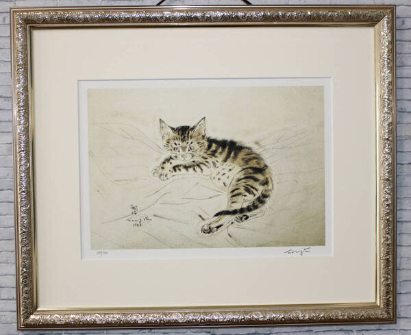 藤田嗣治 エスタンプリトグラフ「猫」 100部限定