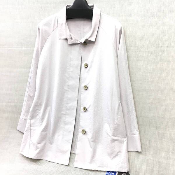 【新品¥17600】M スプリングコート Mサイズ 送料無料 婦人 ミセス 春 スプリングジャケット 手洗いOK 薄グレー 水をはじきやすい