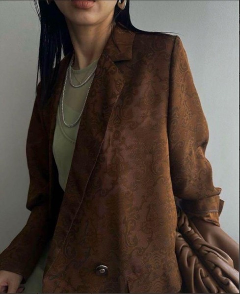 新品タグ付 未使用 AMERI VINTAGE アメリヴィンテージ MEDI ALICIA JACQUARD JACKET アリシアジャガードジャケット ブラウン シルク調