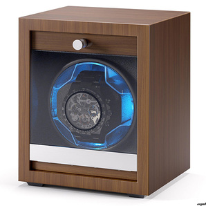 【時計回り、逆時計回り、交互モードで精密に巻き上げ】ワインディングマシーン 自動巻き LEDライト搭載 木目調 LEDライト搭載