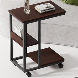 【キャスター付きで移動がスムーズで必要な場所へ簡単に移動できる】 サイドテーブル コの字 サイドテーブル リビング 可移動