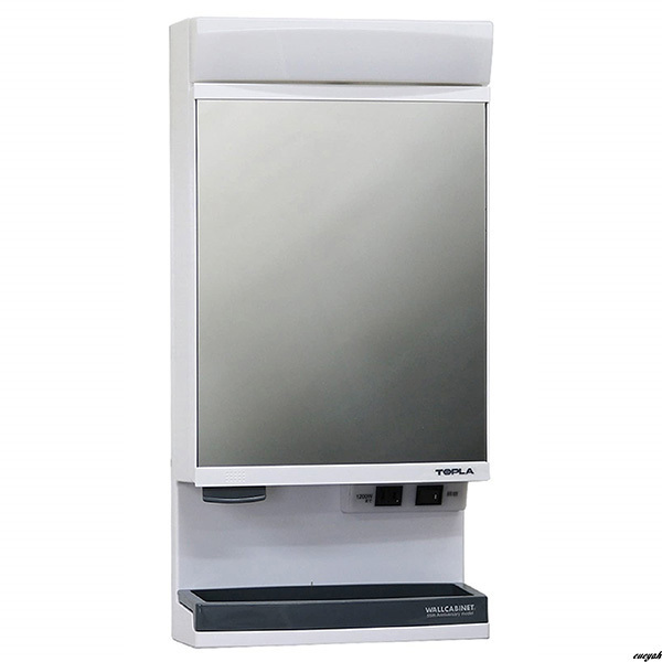 【日本製で、品質と耐久性に優れ、安心して使用できる】ミラーキャビネット 幅322mm LEDライト付き 簡単設置 コンパクト
