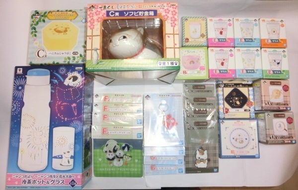 夏目友人帳 ニャンコ先生 グッズ 約27個 ソフビ貯金箱 グラス 小皿 チャーム等 まとめて