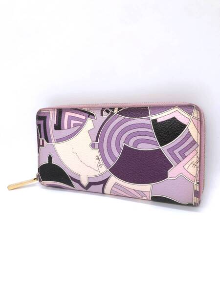 【25473】EMILIO PUCCI エミリオプッチ 長財布 紫色 パープル 財布 ウォレット 大容量 ナイロン レディース 女性用 派手 個性的 普段使い