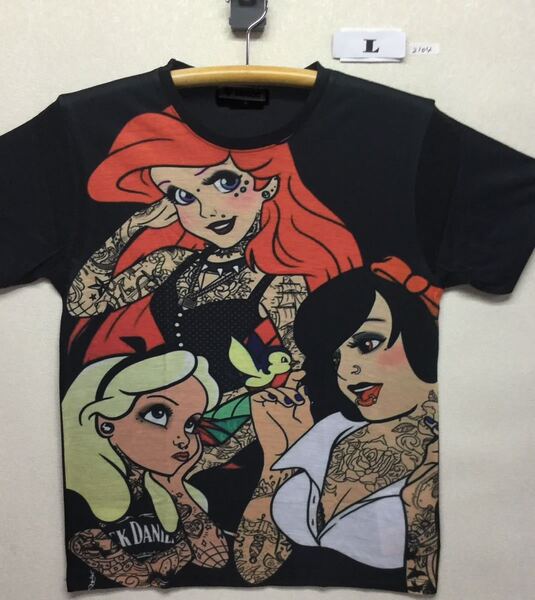 新品 アリス 白雪姫 アリエル ダーク 悪 プリンセス Tシャツ L 3 人 パロディ