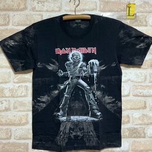 アイアンメイデン Tシャツ L サイズ IRON MAIDEN ビール バンドTシャツ タイダイ 絞り染め 半袖 ムラ染