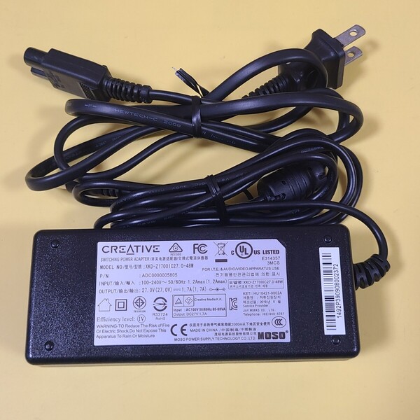 0427-5◆◇即決 送料無料 クリエイティブ CREATIVE ACアダプタ XKD-Z1700IC27 0-48W 27V 1.7A ACアダプター◇◆