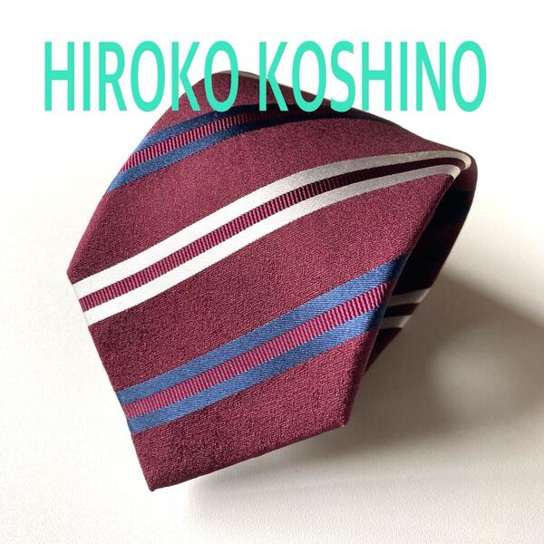 ネクタイ HIROKO KORHINO レジメンタル SILK ワインレッド 細身 ビジネス リクルート 即決