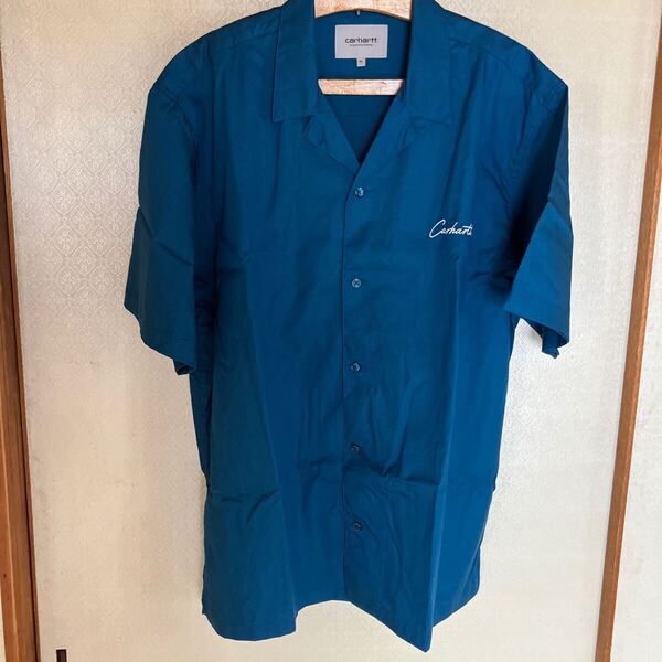 Carhartt WIP S/S DELRAY SHIRT XL amalfi/wax 半袖シャツ カーハートワークインプログレス オープンカラーシャツ 半袖 タグ有り