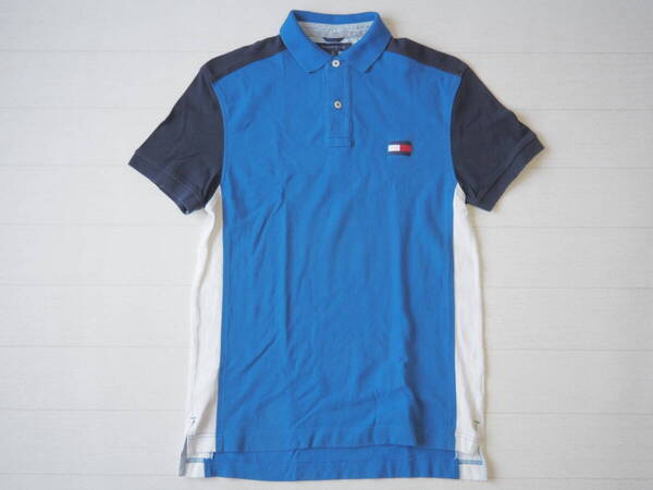 ☆送料無料☆ TOMMY HILFIGER トミーヒルフィガー USA直輸入 古着 半袖 ロゴ ポロシャツ メンズ S ブルー トップス 中古 即決