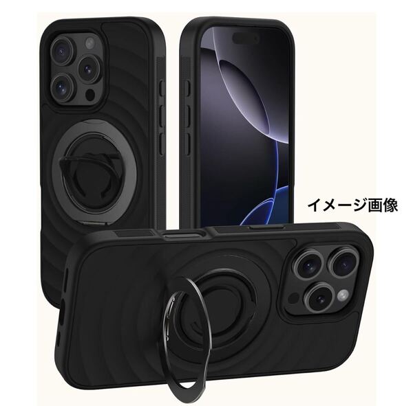 y043024m iPhone 16 Pro ケース MagSafe対応 手触り 圧倒的な保護力 【スマホリング搭載・360°回転スタンド】 米軍MIL規格耐衝撃