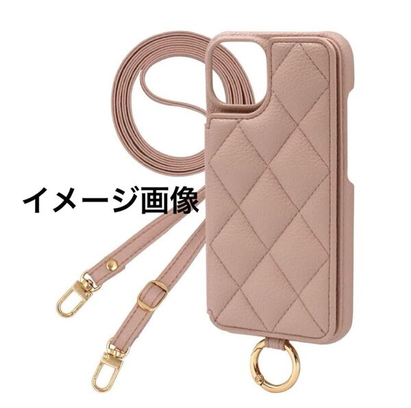 y043014m Elegante公式 Quilting Shoulder iPhone 16 Pro 用 ケース スマホケース ショルダー ストラップ キルティング カード収納