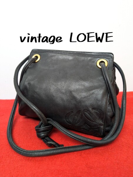 美品!ロエベ LOEWE アナグラム ショルダーバッグ トート ナッパレザー 黒