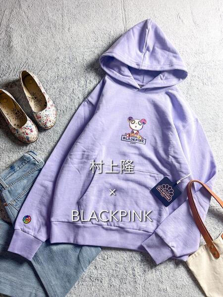 新品未使用 【NTWRK】BLACKPINK × カイカイキキ 村上隆 大人かわいいきれい色ゆったりオーバーサイズ 数量限定 ロゴパーカー L